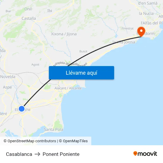 Casablanca to Ponent Poniente map