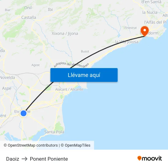 Daoiz to Ponent Poniente map