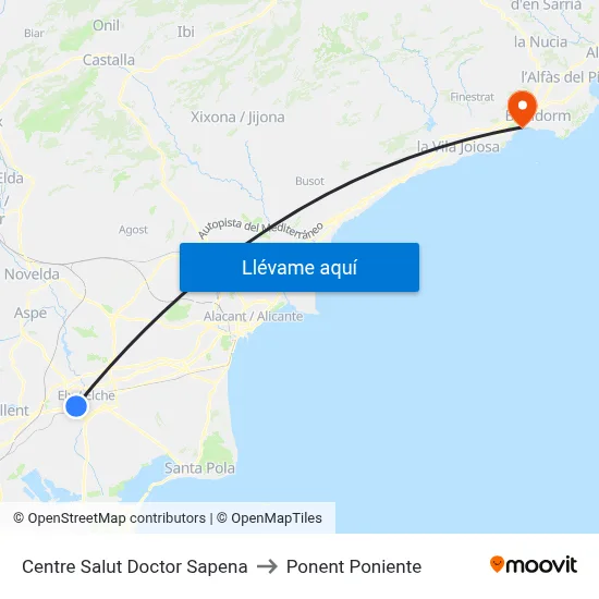 Centre Salut Doctor Sapena to Ponent Poniente map