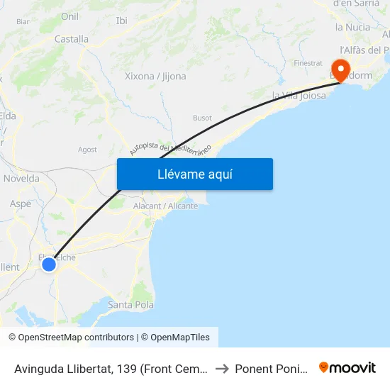 Avinguda Llibertat, 139 (Front Cementeri) to Ponent Poniente map