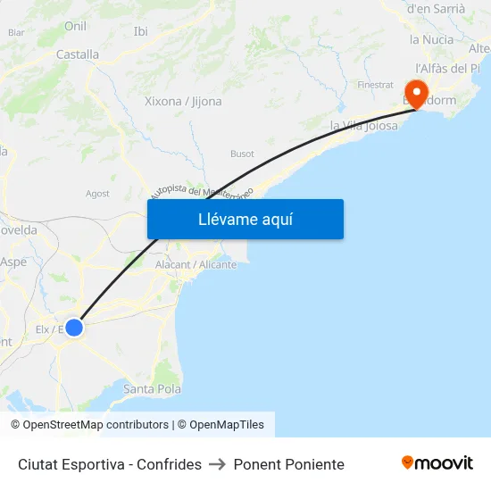 Ciutat Esportiva - Confrides to Ponent Poniente map