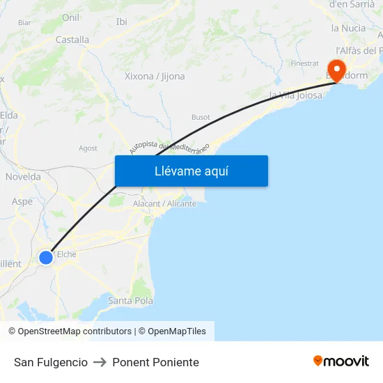 San Fulgencio to Ponent Poniente map