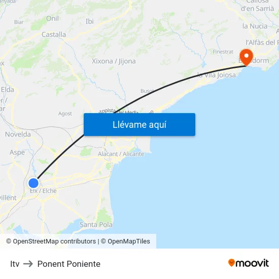 Itv to Ponent Poniente map