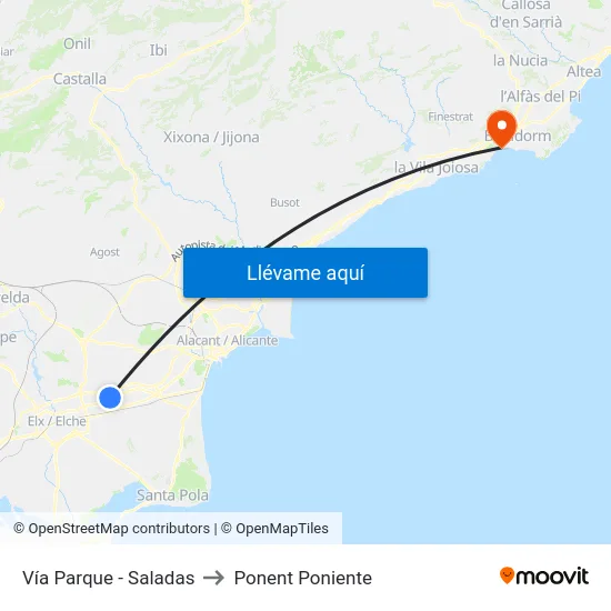 Vía Parque - Saladas to Ponent Poniente map