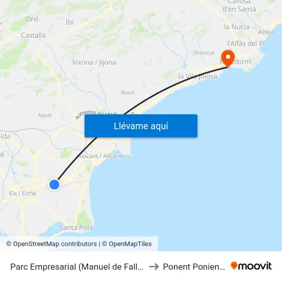 Parc Empresarial (Manuel de Falla) to Ponent Poniente map