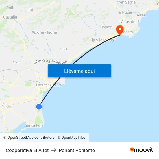 Cooperativa El Altet to Ponent Poniente map