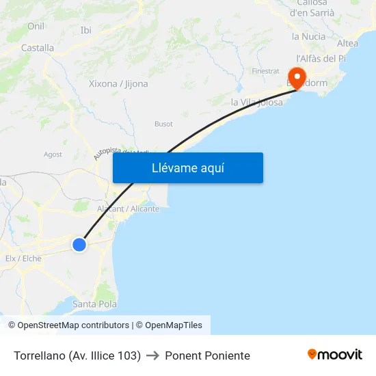Torrellano (Av. Illice 103) to Ponent Poniente map