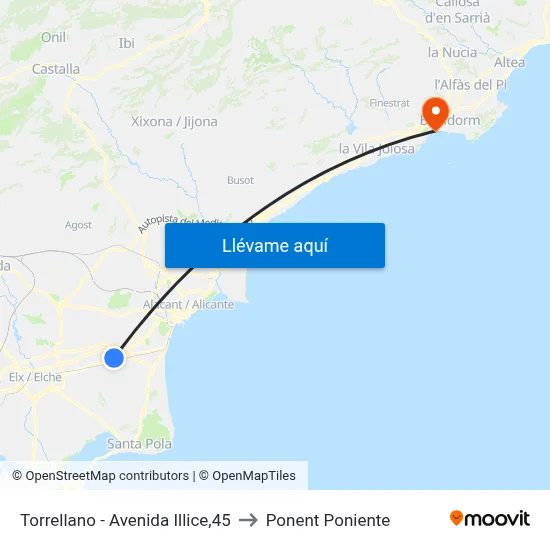 Torrellano - Avenida Illice,45 to Ponent Poniente map