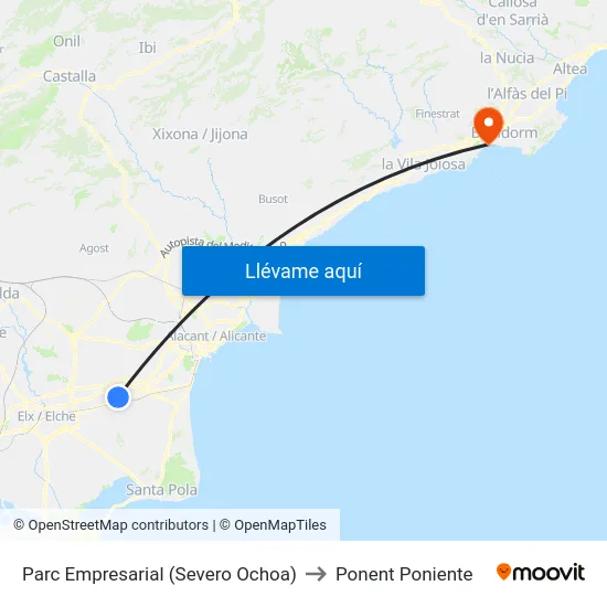 Parc Empresarial (Severo Ochoa) to Ponent Poniente map