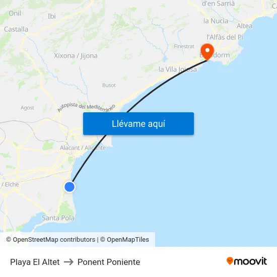 Playa El Altet to Ponent Poniente map
