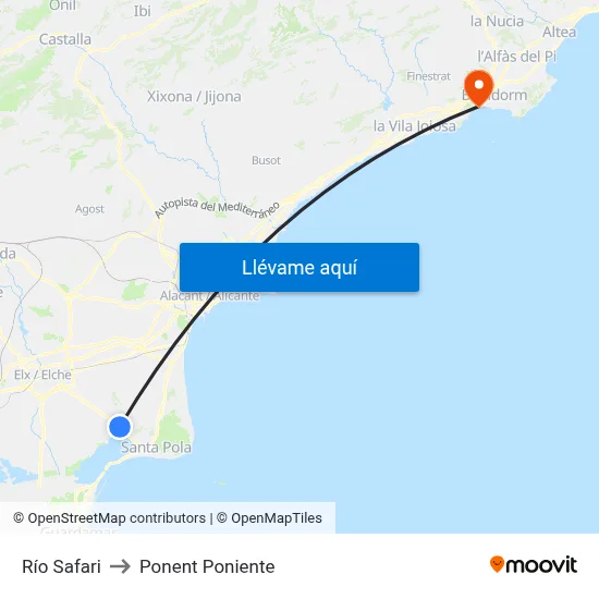 Río Safari to Ponent Poniente map