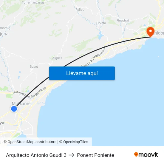 Arquitecto Antonio Gaudi 3 to Ponent Poniente map