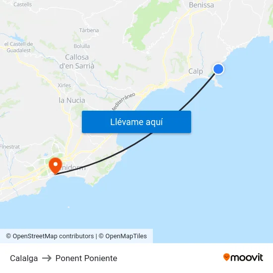 Calalga to Ponent Poniente map