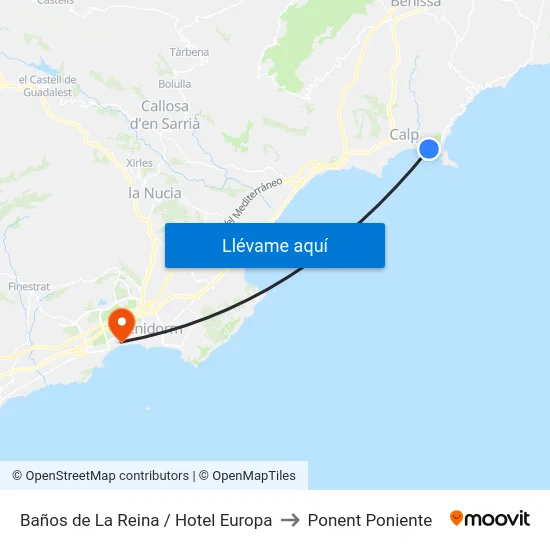 Baños de La Reina / Hotel Europa to Ponent Poniente map