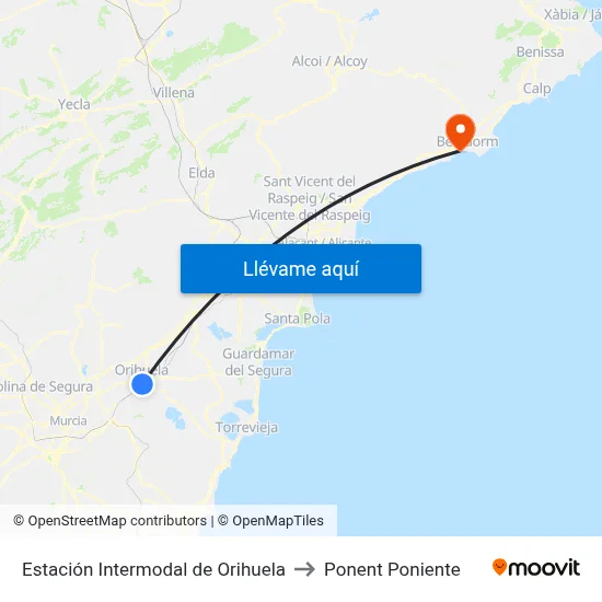 Estación Intermodal de Orihuela to Ponent Poniente map