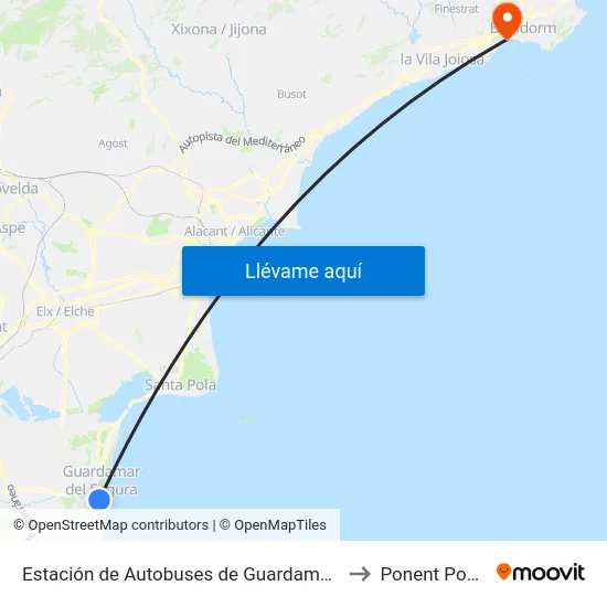 Estación de Autobuses de Guardamer Del Segura to Ponent Poniente map