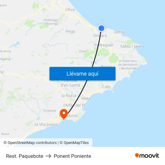 Rest. Paquebote to Ponent Poniente map