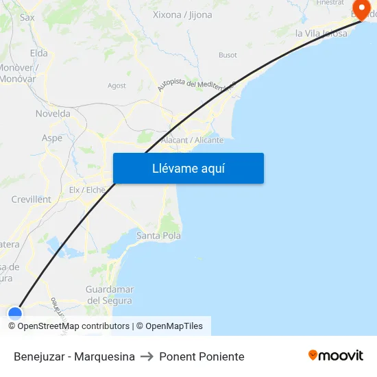 Benejuzar - Marquesina to Ponent Poniente map