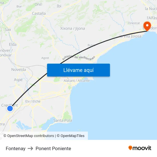 Fontenay to Ponent Poniente map