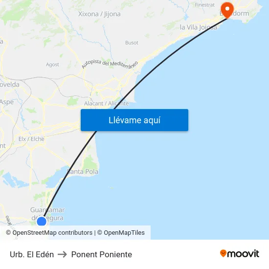 Urb. El Edén to Ponent Poniente map