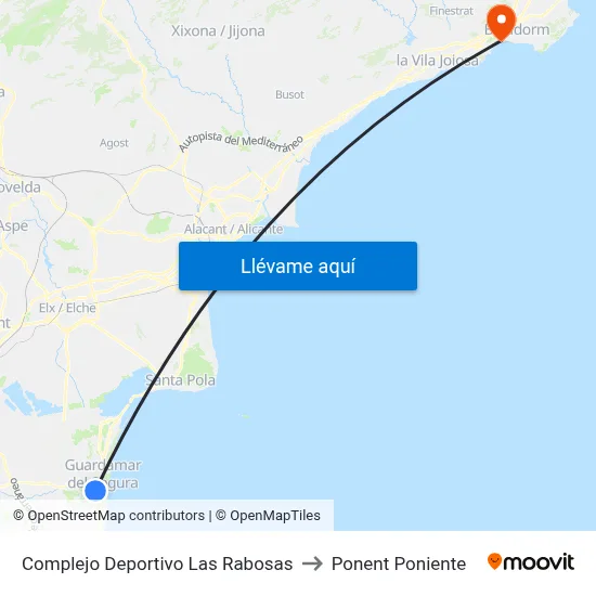 Complejo Deportivo Las Rabosas to Ponent Poniente map