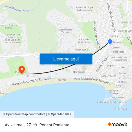Av. Jaime I, 27 to Ponent Poniente map