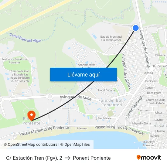 C/ Estación Tren (Fgv), 2 to Ponent Poniente map