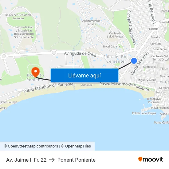 Av. Jaime I, Fr. 22 to Ponent Poniente map