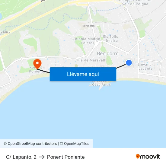 C/ Lepanto, 2 to Ponent Poniente map