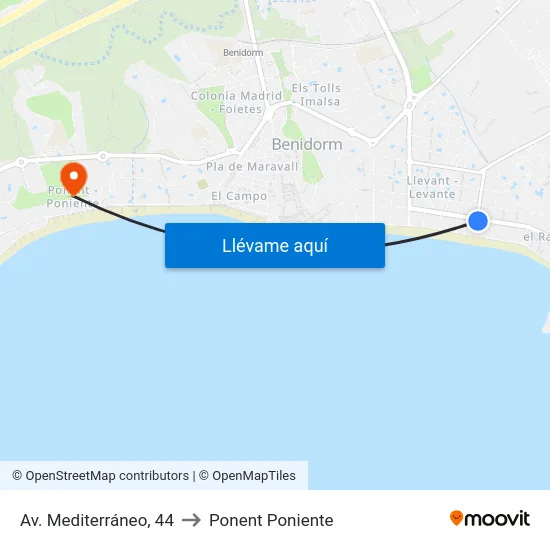 Av. Mediterráneo, 44 to Ponent Poniente map
