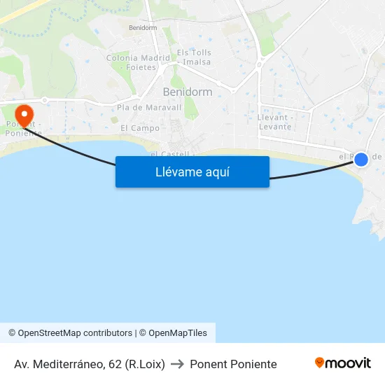 Av. Mediterráneo, 62 (R.Loix) to Ponent Poniente map