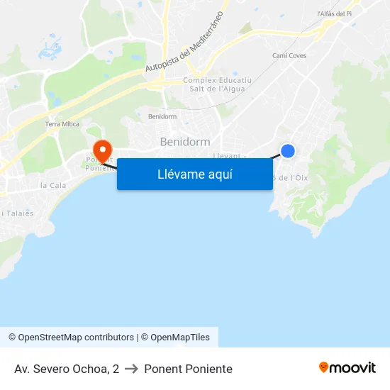 Av. Severo Ochoa, 2 to Ponent Poniente map