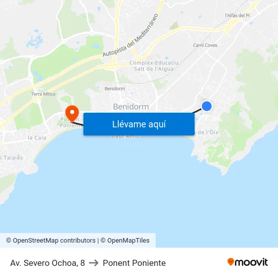 Av. Severo Ochoa, 8 to Ponent Poniente map