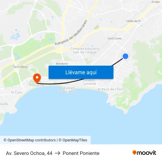 Av. Severo Ochoa, 44 to Ponent Poniente map