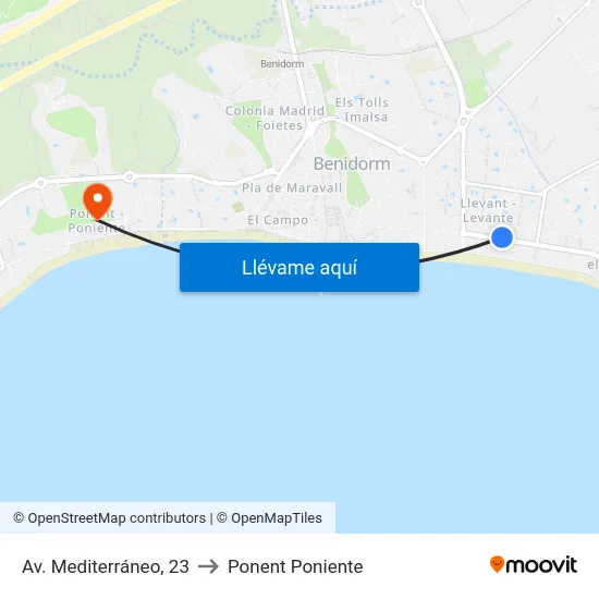 Av. Mediterráneo, 23 to Ponent Poniente map