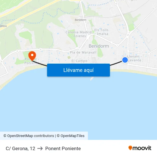 C/ Gerona, 12 to Ponent Poniente map