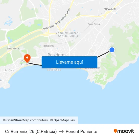 C/ Rumanía, 26 (C.Patricia) to Ponent Poniente map