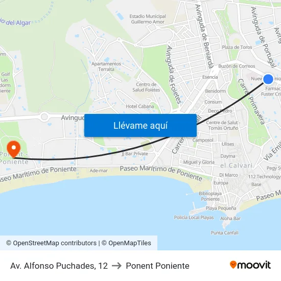 Av. Alfonso Puchades, 12 to Ponent Poniente map