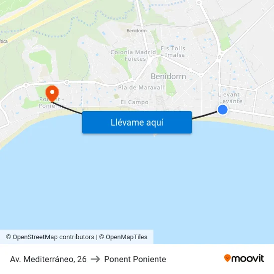 Av. Mediterráneo, 26 to Ponent Poniente map
