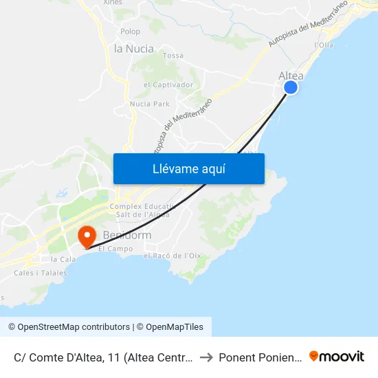 C/ Comte D'Altea, 11 (Altea Centro) to Ponent Poniente map