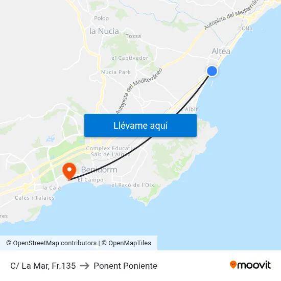 C/ La Mar, Fr.135 to Ponent Poniente map
