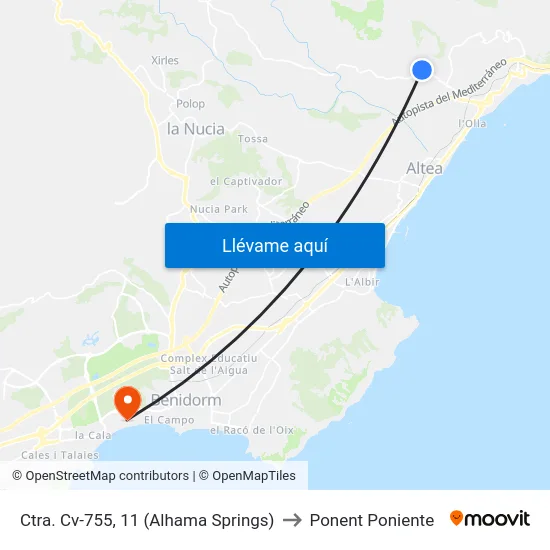 Ctra. Cv-755, 11 (Alhama Springs) to Ponent Poniente map