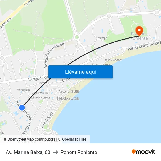 Av. Marina Baixa, 60 to Ponent Poniente map