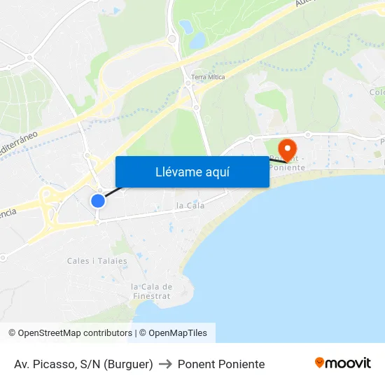 Av. Picasso, S/N (Burguer) to Ponent Poniente map