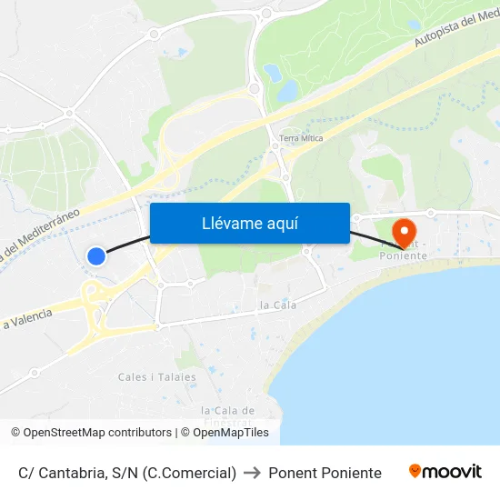 C/ Cantabria, S/N (C.Comercial) to Ponent Poniente map