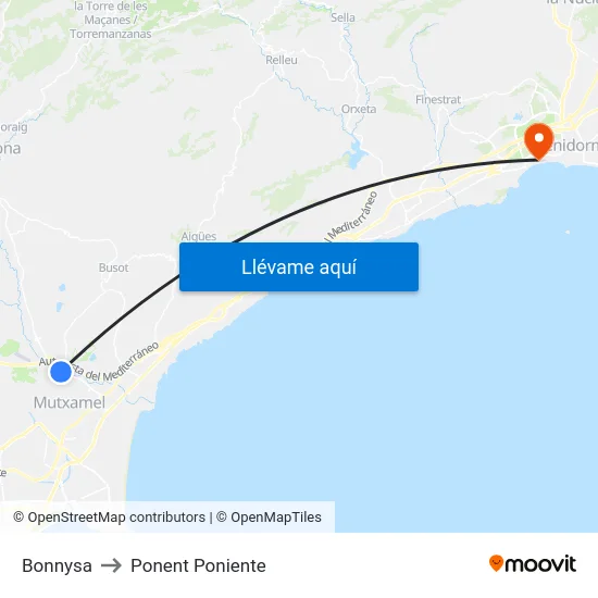 Bonnysa to Ponent Poniente map