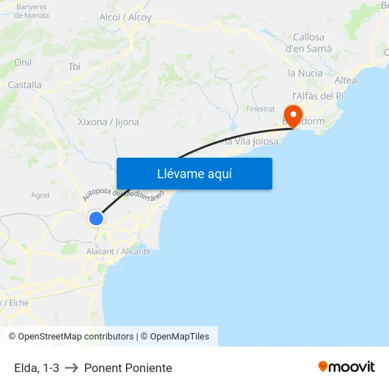 Elda, 1-3 to Ponent Poniente map
