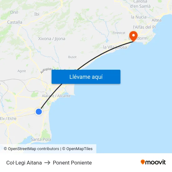 Col·Legi Aitana to Ponent Poniente map