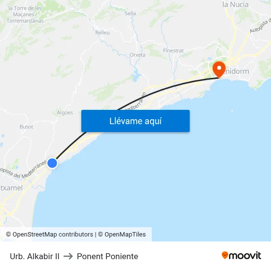 Urb. Alkabir II to Ponent Poniente map