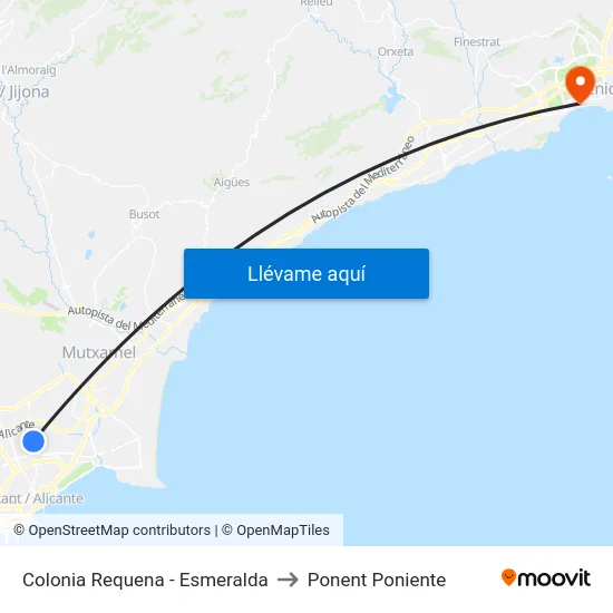 Colonia Requena - Esmeralda to Ponent Poniente map